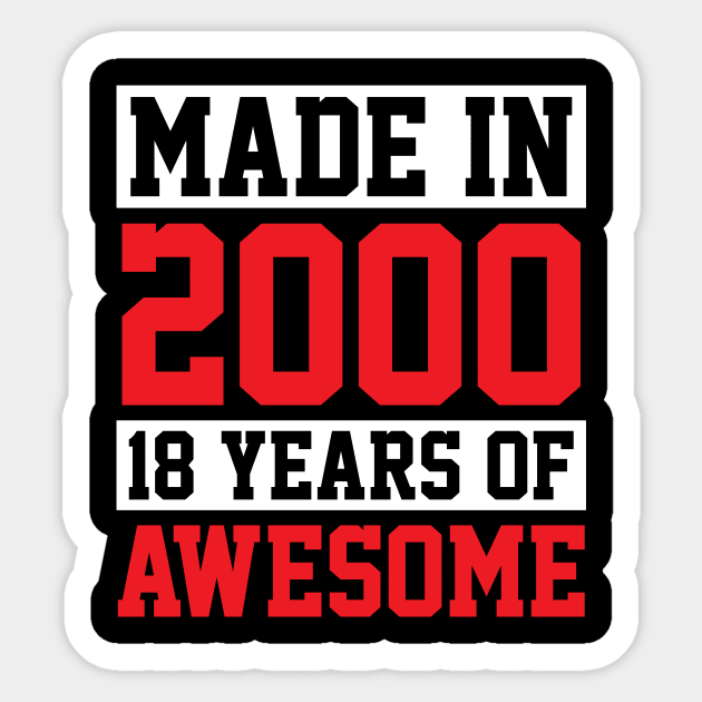 Made In 2000, 18 Years of Awesome Birthday Sticker by theperfectpresents